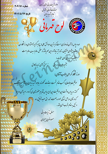 سری جدید لوح تقدیر لایه باز تکواندو